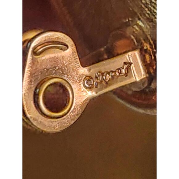 Vintage Monet Goldtone And Black Clipon Earrings - Picture 7 of 7